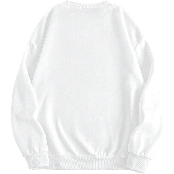 ⚡Women White Brooklyn Imported Graphic Crewneck Long Sleeve Pullover Sweatshirt - Picture 2 of 5
